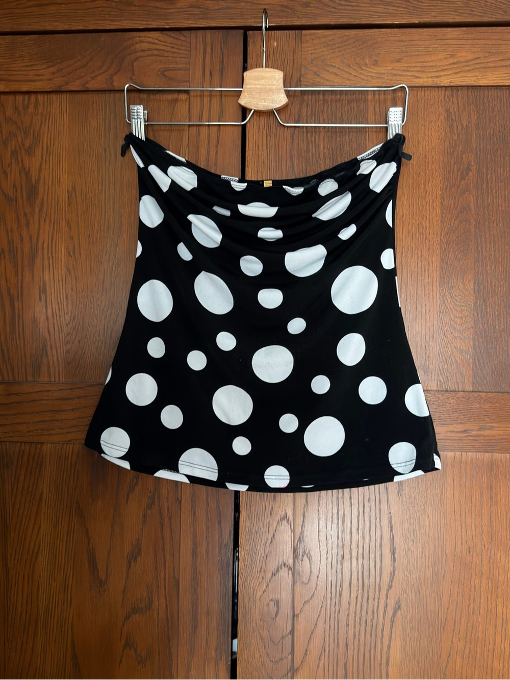 K Too Black & White Polka Dot Strapless Tube Top